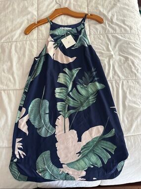Jean Jail Navy Tropical Leaf Dress Size 2 US (Size 8 AUS)